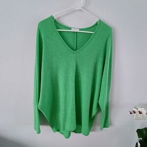 Enti Neon Green Dolman Sleeve Oversized Sweater Top Soft USA M L